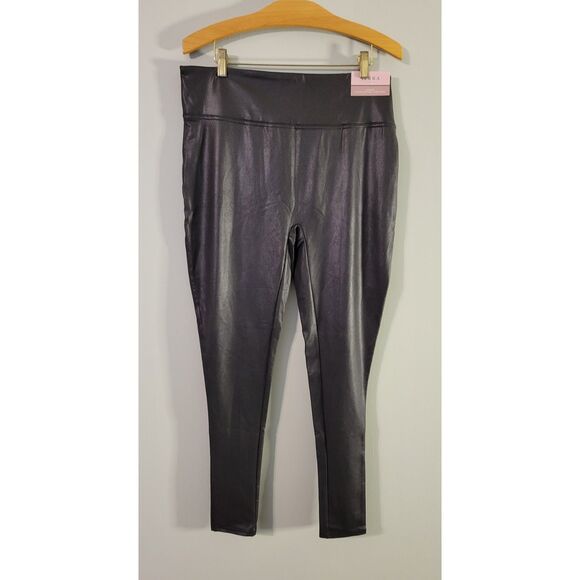Serra NWT Ladies Plus Size Faux Leather Leggings Black Metallic Size XL (16-18) - Picture 5 of 5